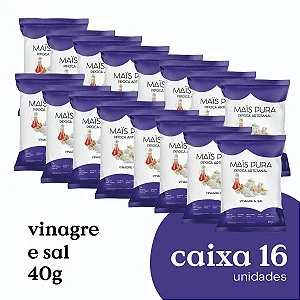 Pipoca Artesanal Mais Pura Vinagre e Sal 40g (16 unidades)