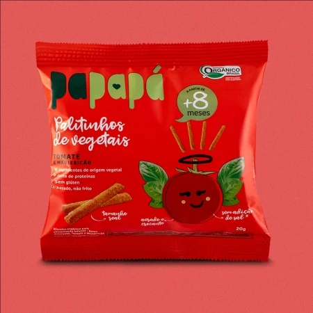 Palitinhos de Vegetais Papapá de Tomate e Manjericão - Orgânico - 20g