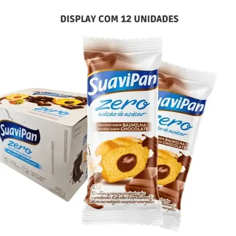 Kit 12 Bolinhos Zero Adição de Açúcar - Baunilha com Chocolate SuaviPan